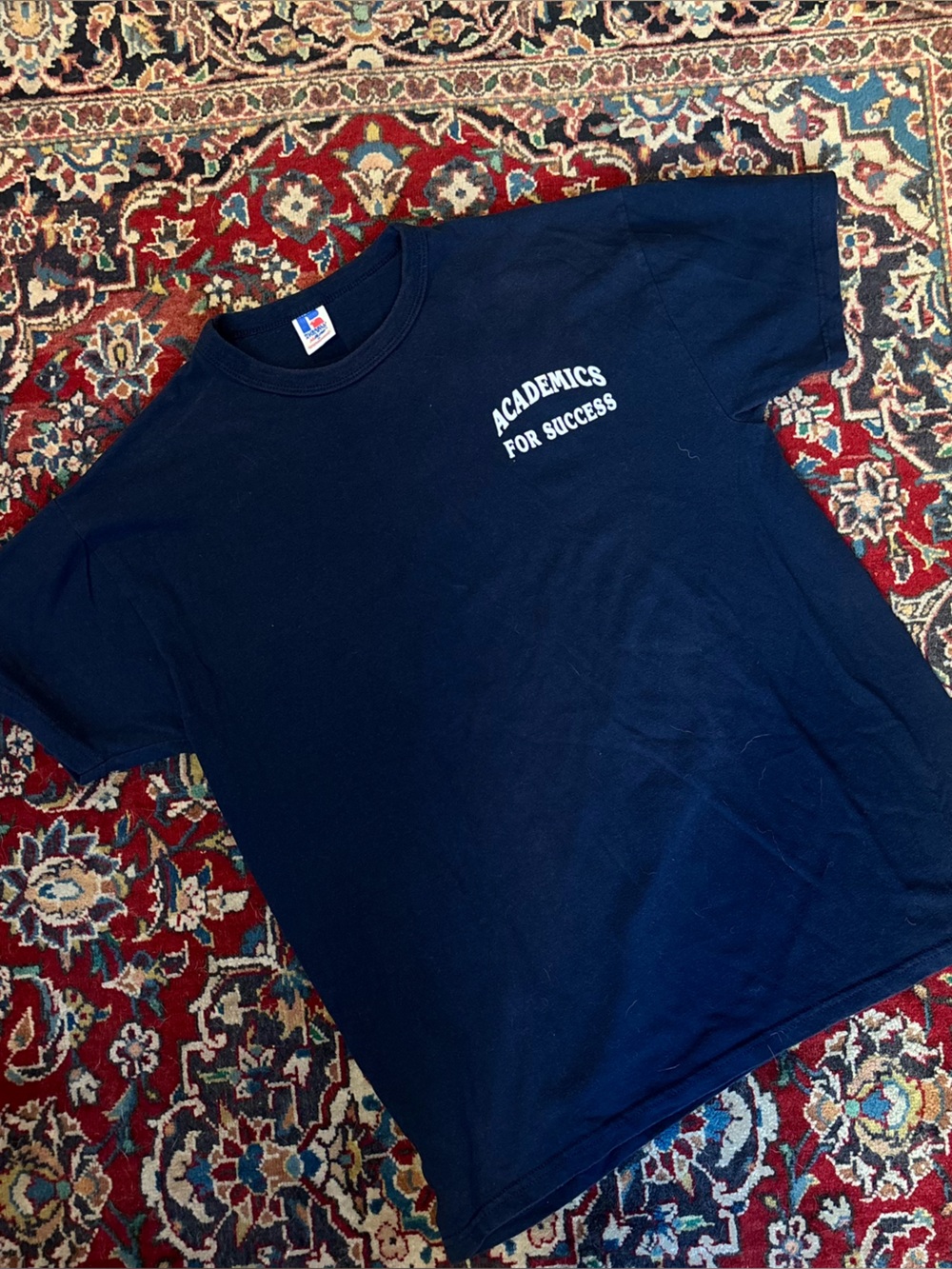 Vintage Navy Short Sleeve Tee with 'Academics For Success' Print